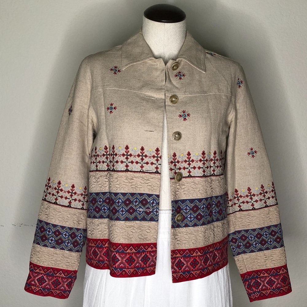 "Coldwater Creek" Embroidered Linen Jacket (Small) (Like New)
